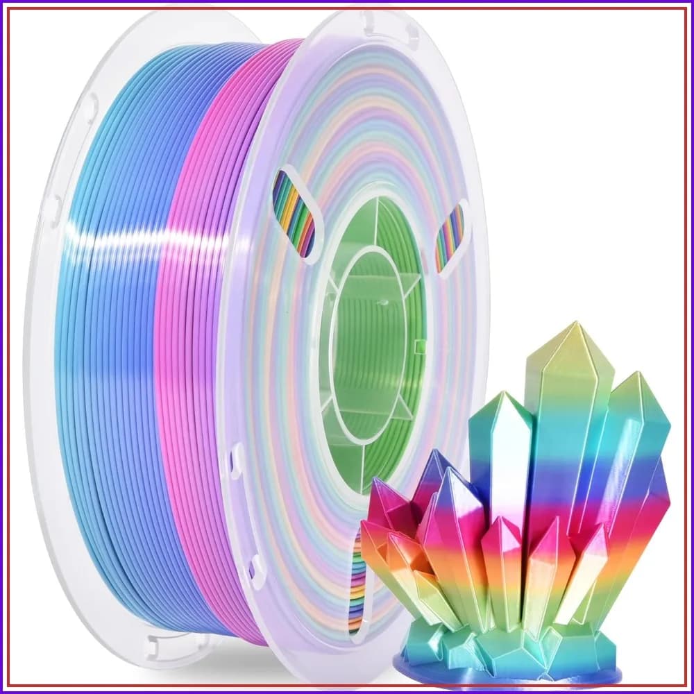 Filamento PLA Multicolore per Stampante 3D 1.75mm, Cambio Colore Rapido Effetto Seta, Bobina da 1kg
