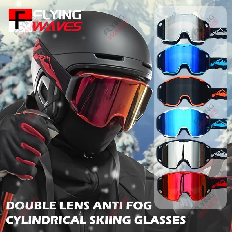 Grandi occhiali da sci Doppio antiappannamento Lente REVO completa OTG Occhiali da neve UV-400 per adulti Giovani Snowboard Motoslitta Lettino per cani