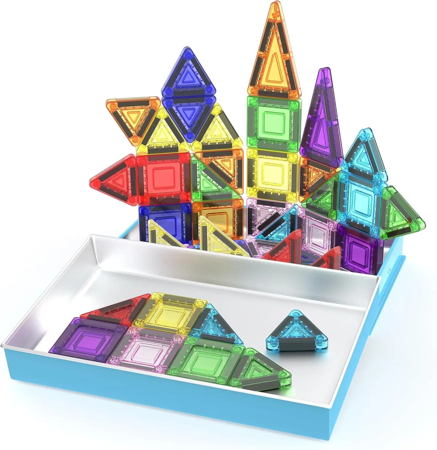 Set di 40 Blocchi Magnetici da Costruzione con Custodia, Gioco Educativo STEM per Bambini dai 3 Anni in Su