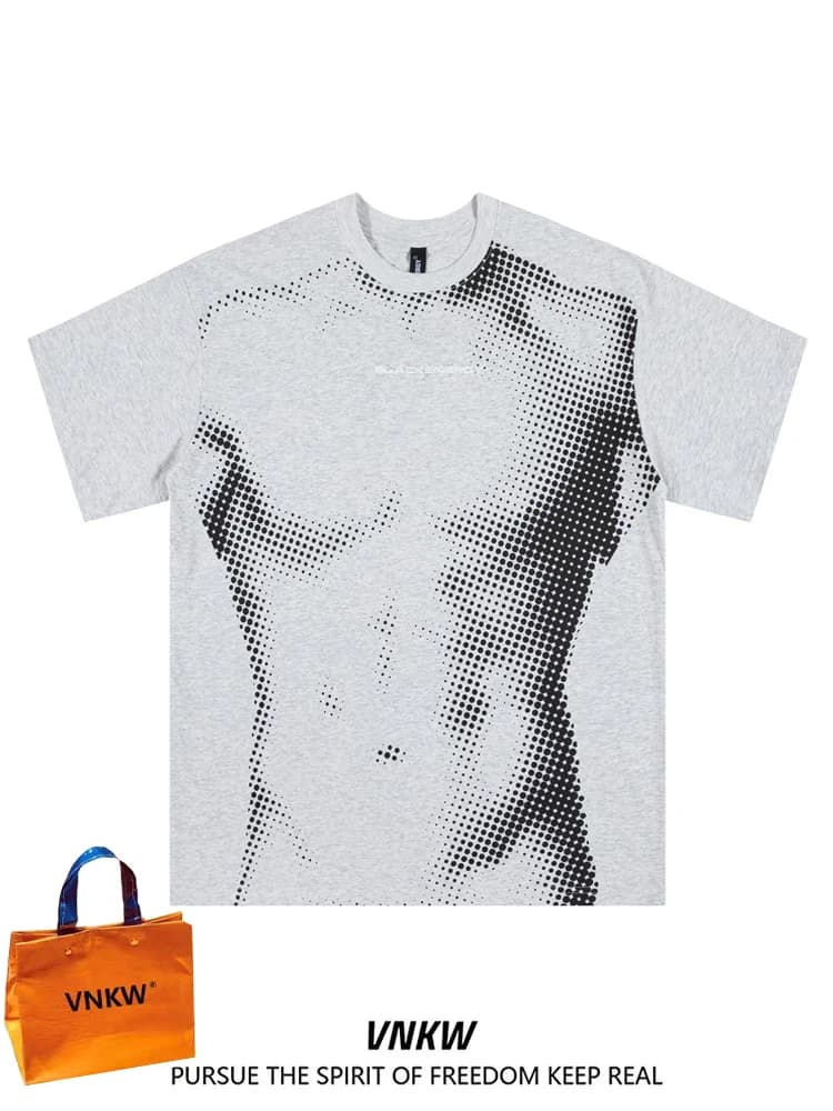 Grey Street Muscle Oversize Loose Fit Short Sleeve T-Shirt Unisex Casual Style Breathable Cotton Summer Fashion Tee