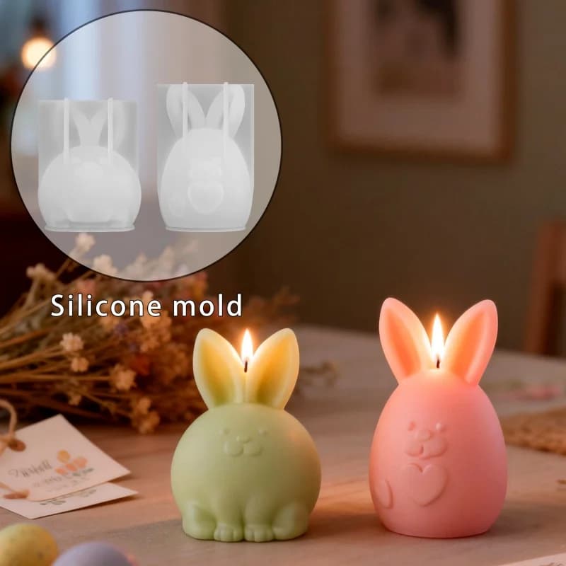 Stampo in Silicone per Candele a Forma di Coniglio Pasquale, Decorazione Festiva Fai-da-Te