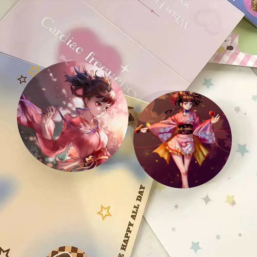 Spille smaltate rotonde in stile cartone animato Mumei Anime Koutetsujou No Kabaneri per decorazione zaino e accessori