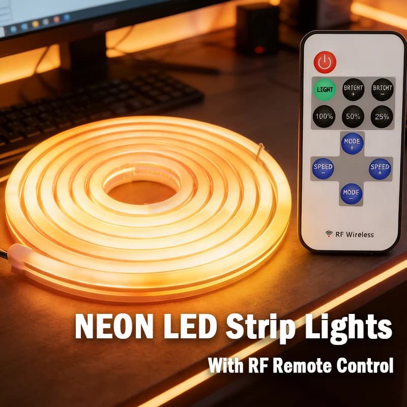 Striscia LED Neon USB 5V Tagliabile e Dimmerabile con Telecomando RF a 11 Tasti per Camera da Letto e Cucina