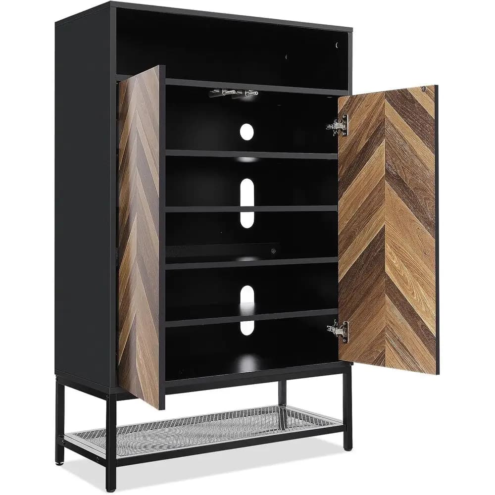 Upgrade the organizer of shoes with doors, scarve with adjustable shelves for entrance, 7-level entry slip