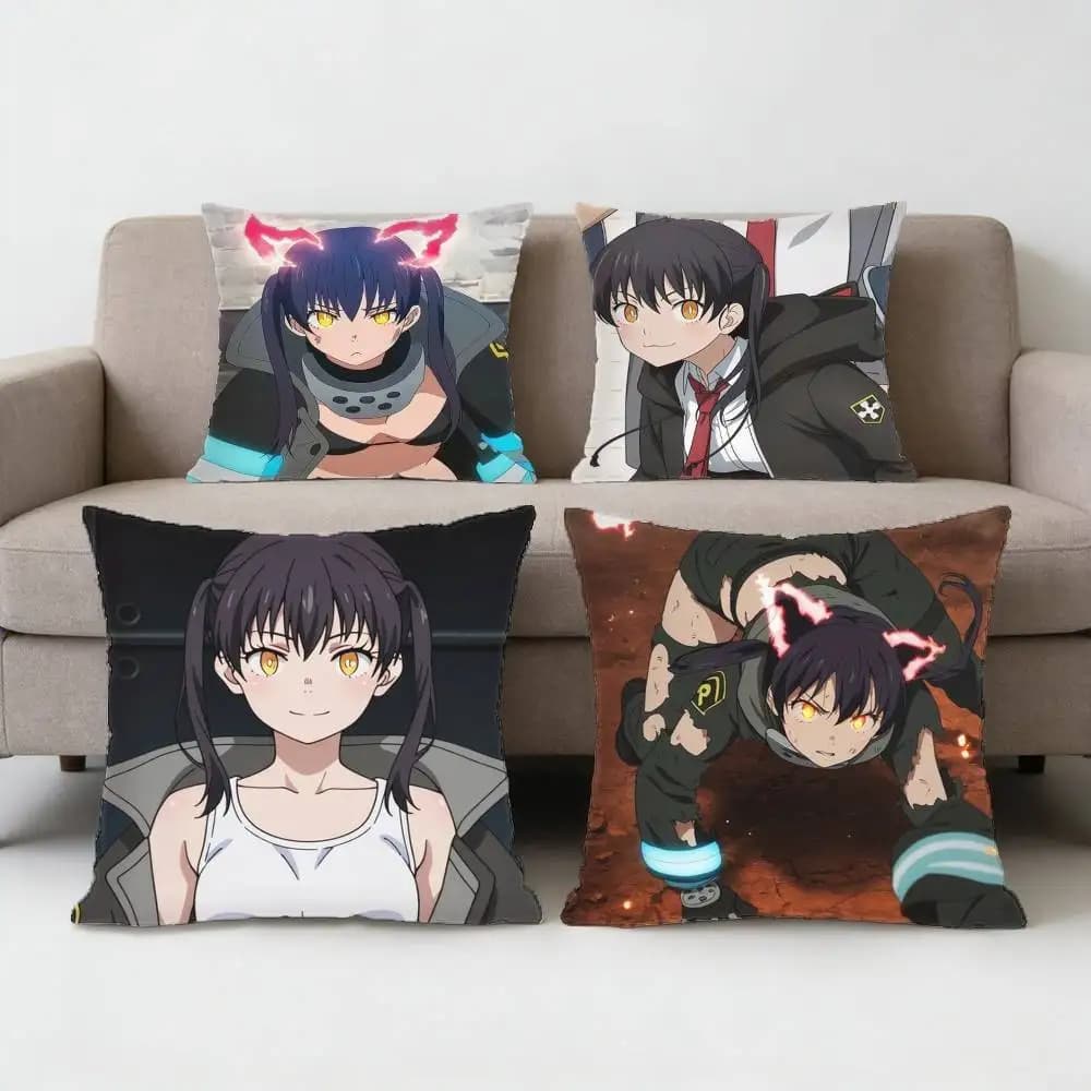 Fire Force Tamaki Kotatsu Pillow Case Sofa Living Room for Bedroom car Headboard Backrest Cushion Square Cushion Nap Time