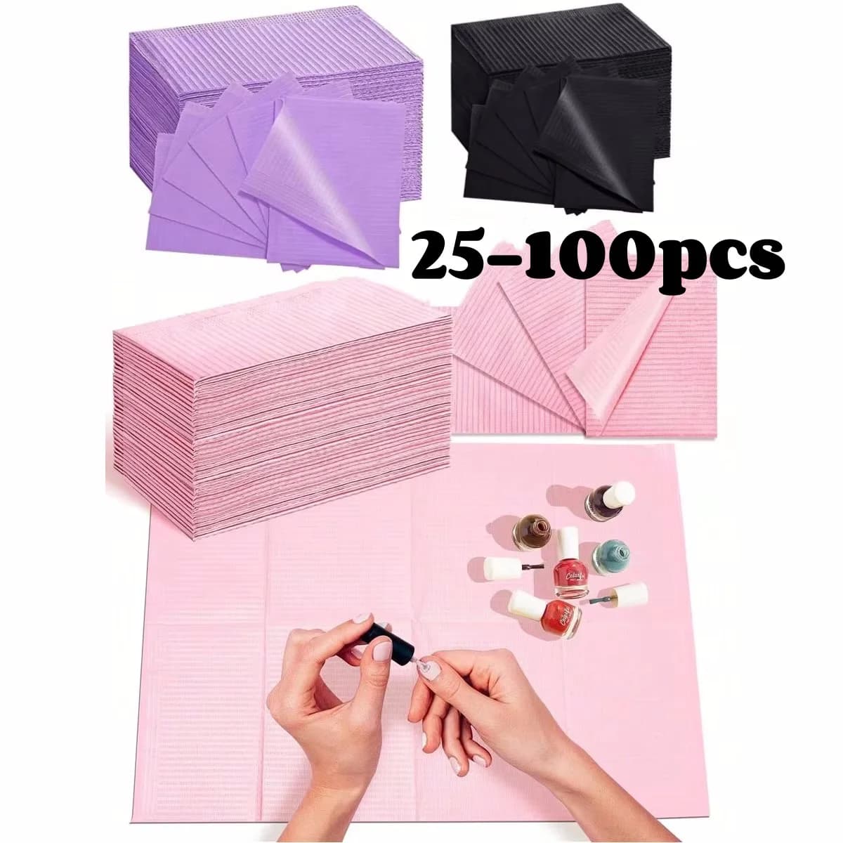 25-100 pezzi tappetini per nail art tappetini per unghie pieghevoli usa e getta 3 strati carta per manicure per negozio di tatuaggi uso salone di bellezza 45 * 32 cm