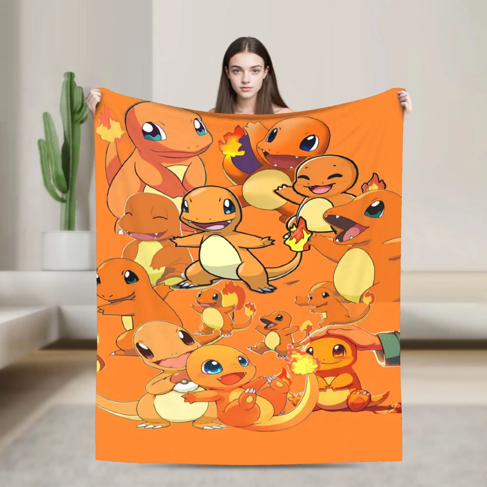 Warm Blankets Child Picnic Charmander Crowd Manga Bedding Throws Flannel Bedspread For Living Room Pattern Sofa Bed Cover