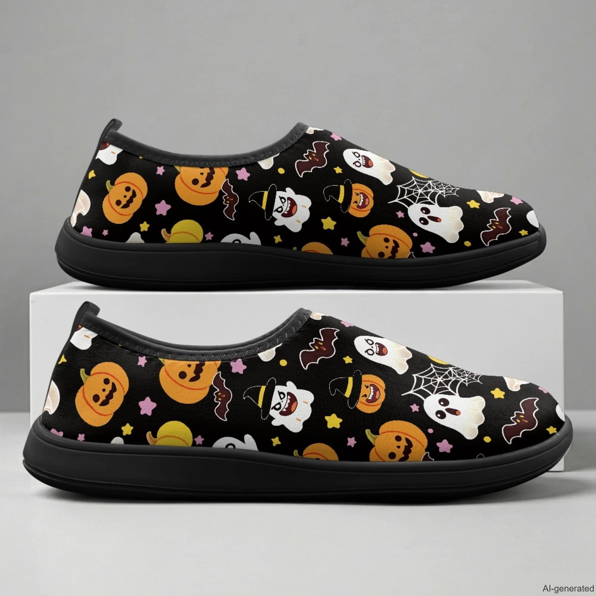 XIXIRIMIDO Slip-on Wide-toed Shoes Men's Breathable Mesh Shoes Halloween Ghosts Women Sneakers Man Shoes Tenis Feminino 36-46