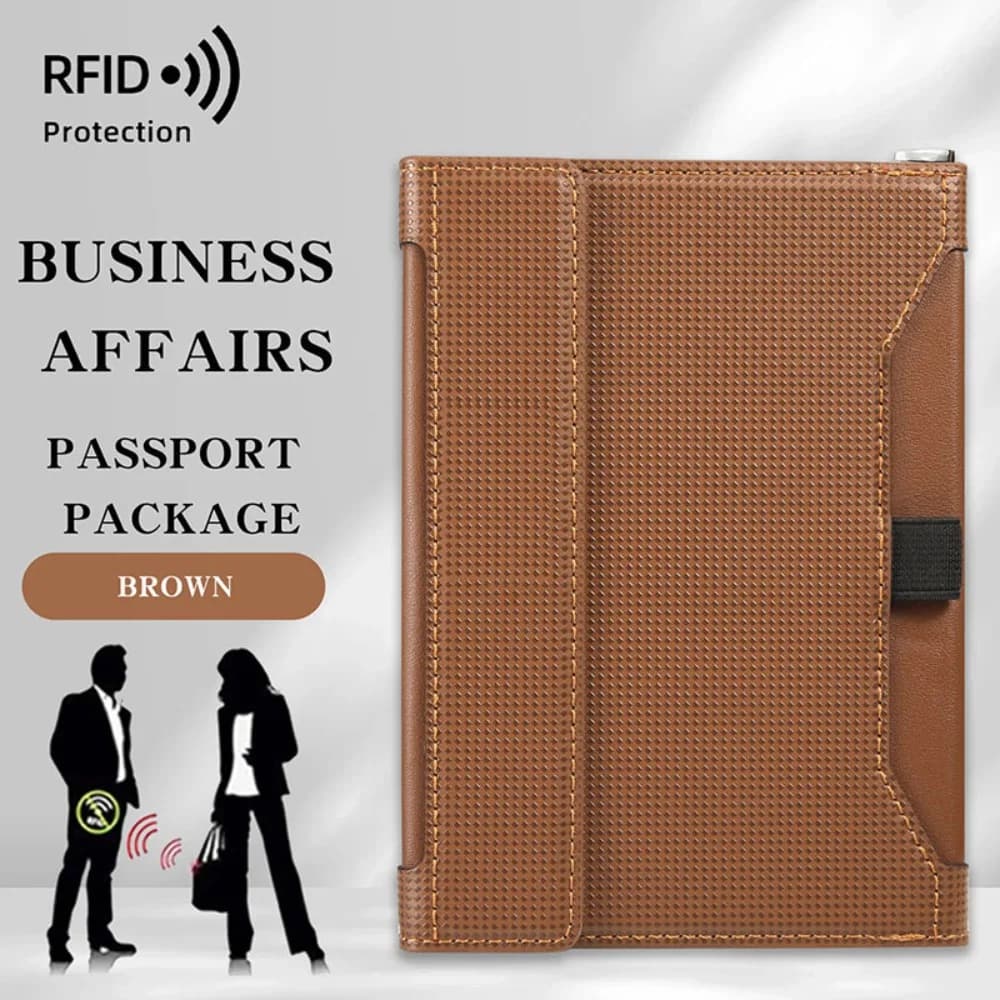 High Quality Solid Color Passport Holder RFID Blocking Ticket Slot Clip Protective Cover Leather Protector Travel Card Bag