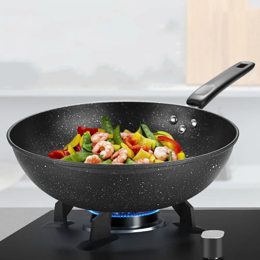 Maifan Stone Wok Non-Stick Frying Pan Iron Kitchen Cooking Pot Small Wok Household Kitchenware for Bbq Meat Vegetable Steak Fry