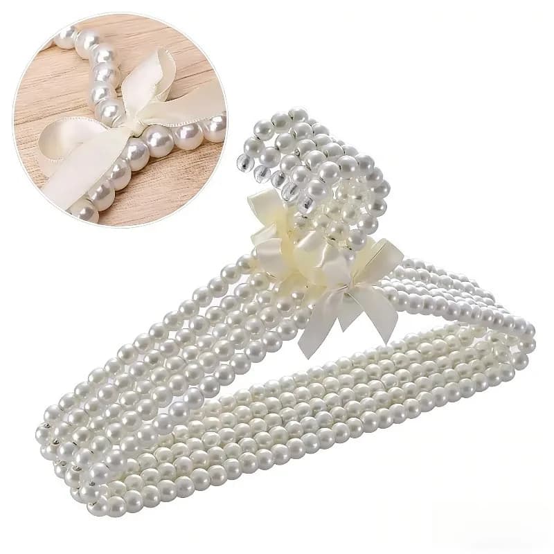 5 Pieces Stylish 15.7 Duvets for Adults with Bow and Pearls, Hooks Resistent for Bride Dresses, Dress Organizer, Clothes rack