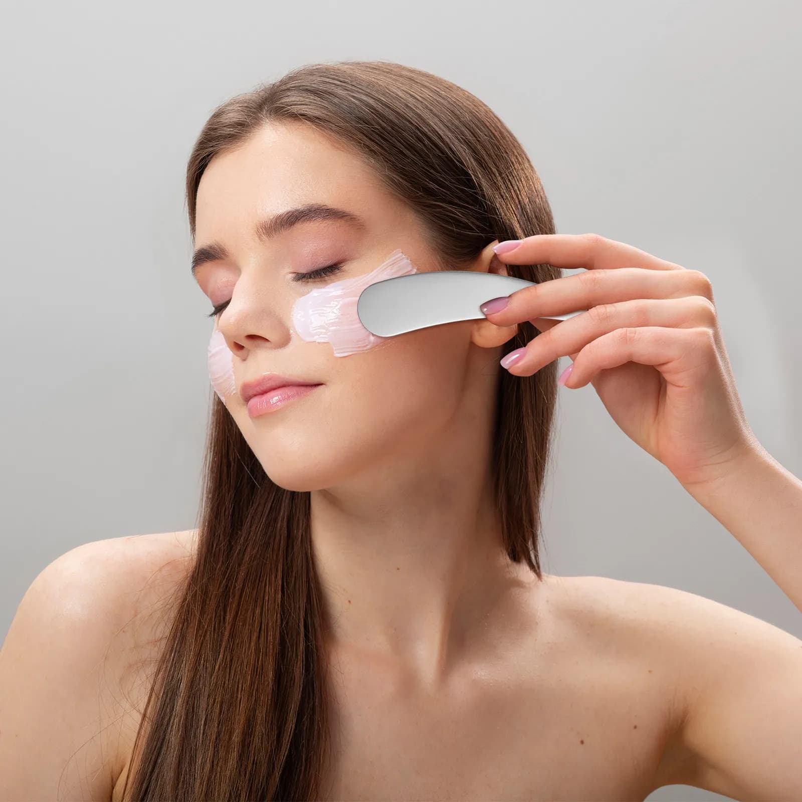 2 Pezzi Spatola in Acciaio Inossidabile per Skincare, Mini Spatola Facciale per Applicazione Fondotinta e Cosmetici