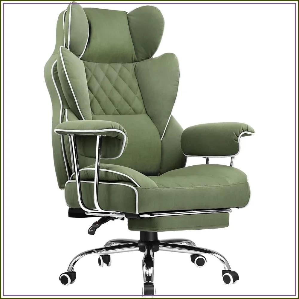 Ergonomic Gaming Chair with Footrest, Lumbar Support, High Back, Green, 300lbs Capacity
