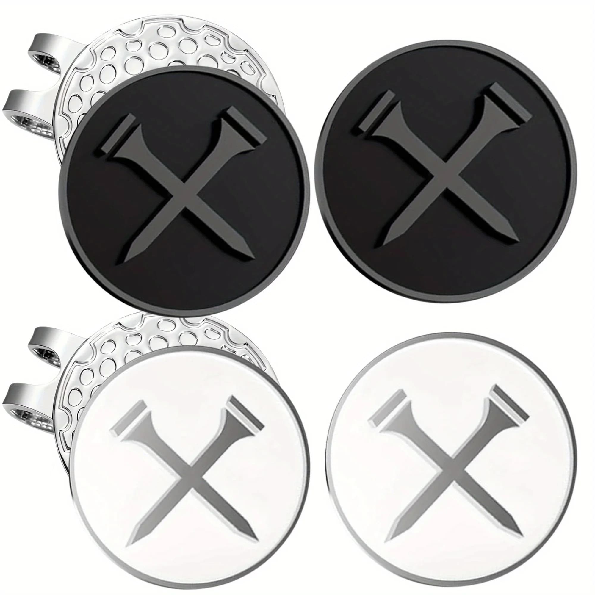 4 marcatori per palline da golf con logo personalizzato in smalto e clip magnetiche resistenti per cappello, un regalo da golf di alta qualità per il giorno del papà.