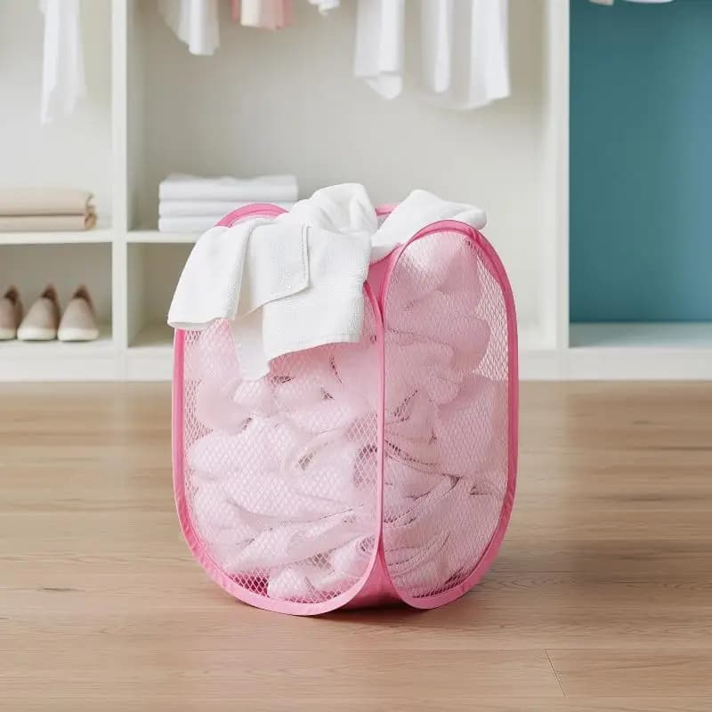 Cesto per Bucato Pieghevole in Rete, Contenitore Portatile per Vestiti Sporchi, Organizer per Camera da Letto, Soggiorno e Viaggi