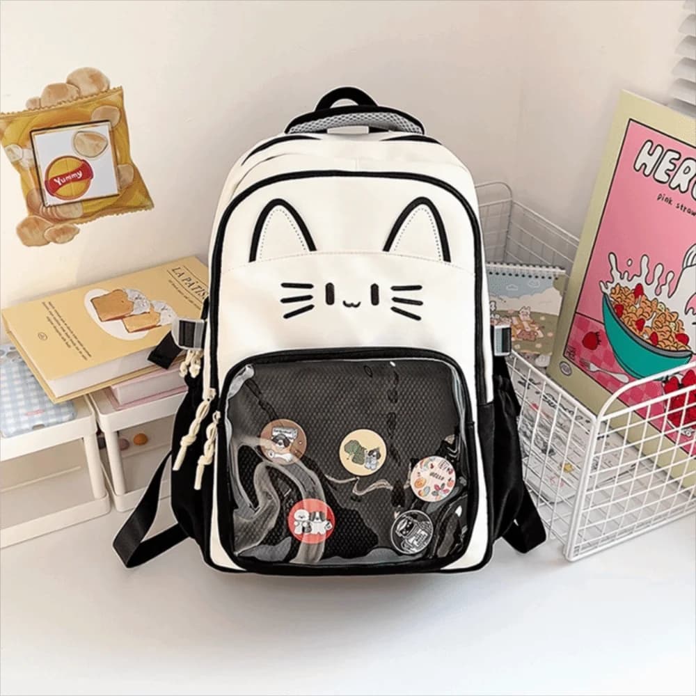 Kawaii Transparent Ita Backpack Large Capacity DIY Display Cartoon Cat School Bag Dual Shoulder Strap Dual Shoulder Bag School