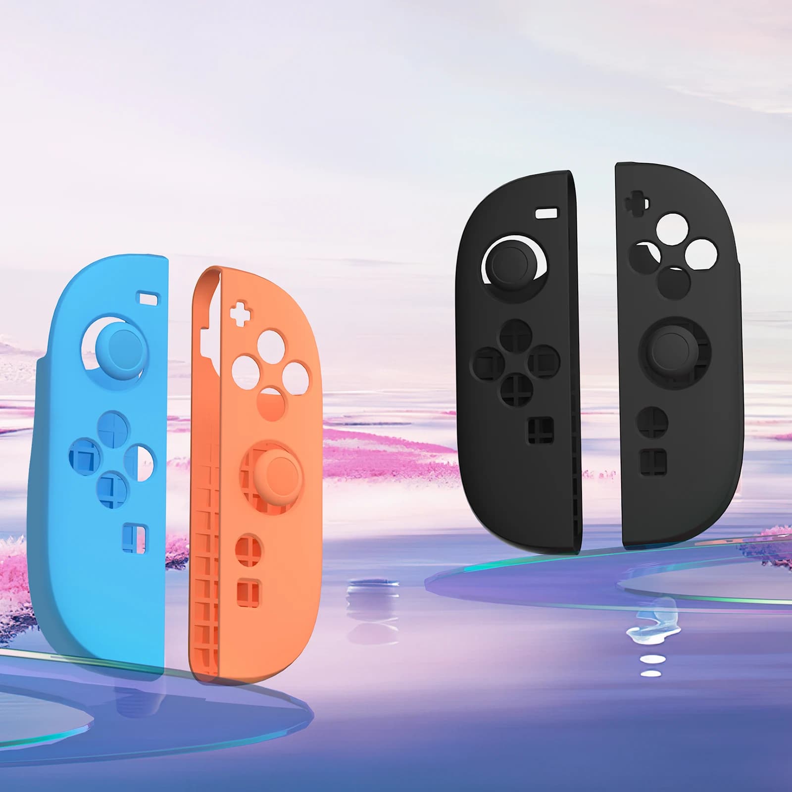 Set di coperture in silicone per interruttore 2,2 in 1 Custodia protettiva per interruttore Joy-Con Controller con impugnature per pollice JYS-NS2292