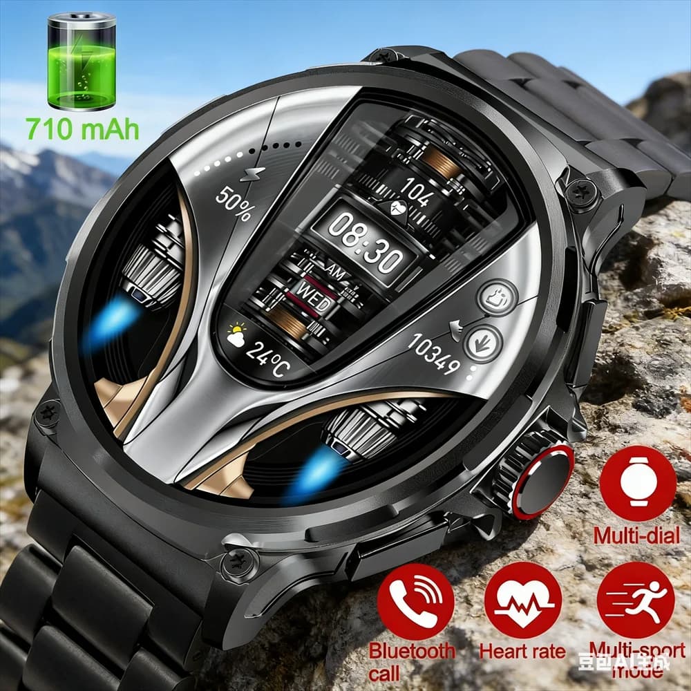Nuovo Smartwatch da Uomo 2026 da 1,85 Pollici, Tracker Fitness per Sport all'Aperto, Batteria Grande da 700mAh, Impermeabile IP68, LED, Regalo per Uomo