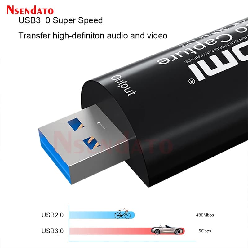 Scheda di acquisizione video HDMI 4K 30Hz, adattatore per scheda di acquisizione video HDMI USB3.0 per PS4, DVD, videocamera, streaming live