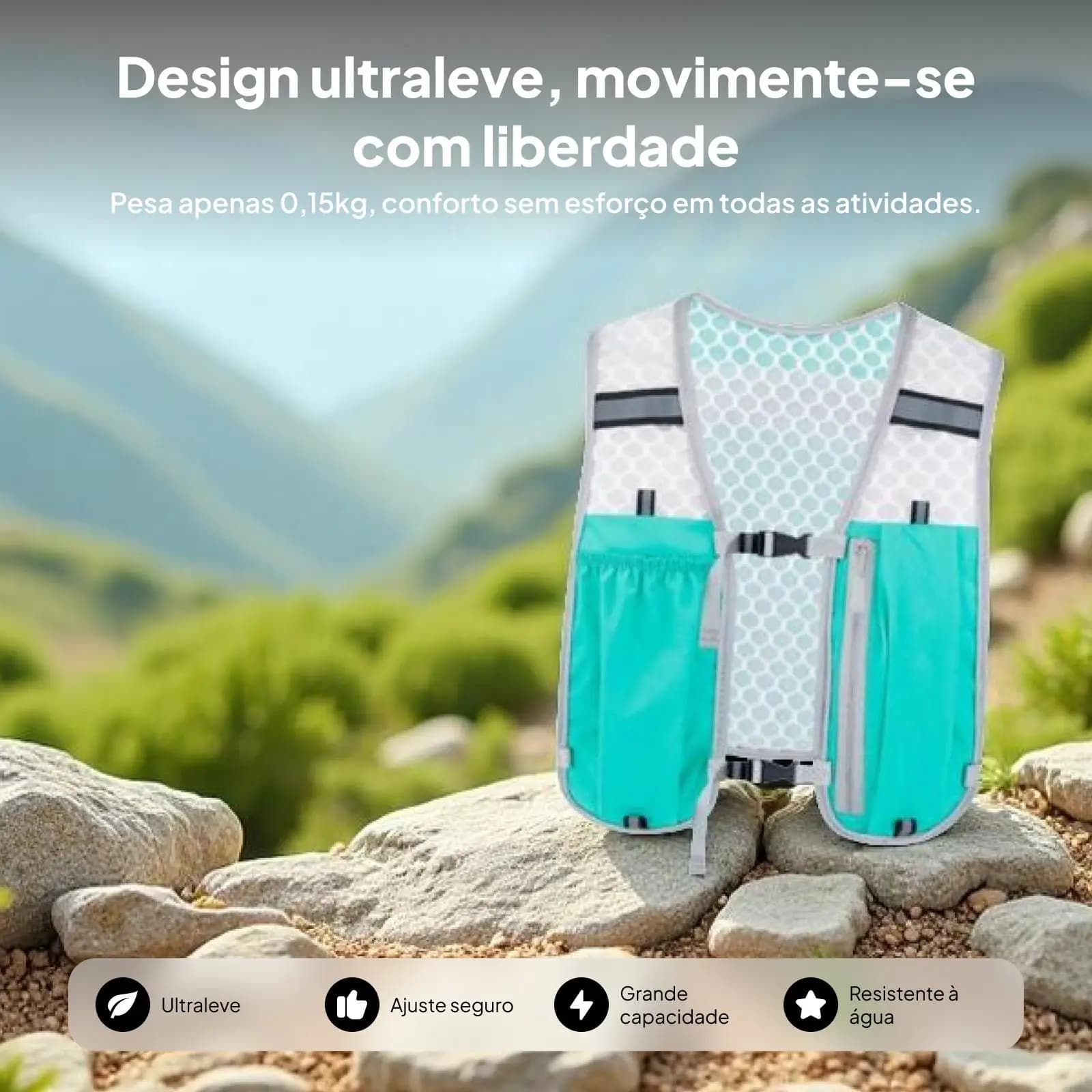 Adjustable Running Hydration Vest Backpack with Reflective Strips Water Bag for Outdoor Sports Trail Running