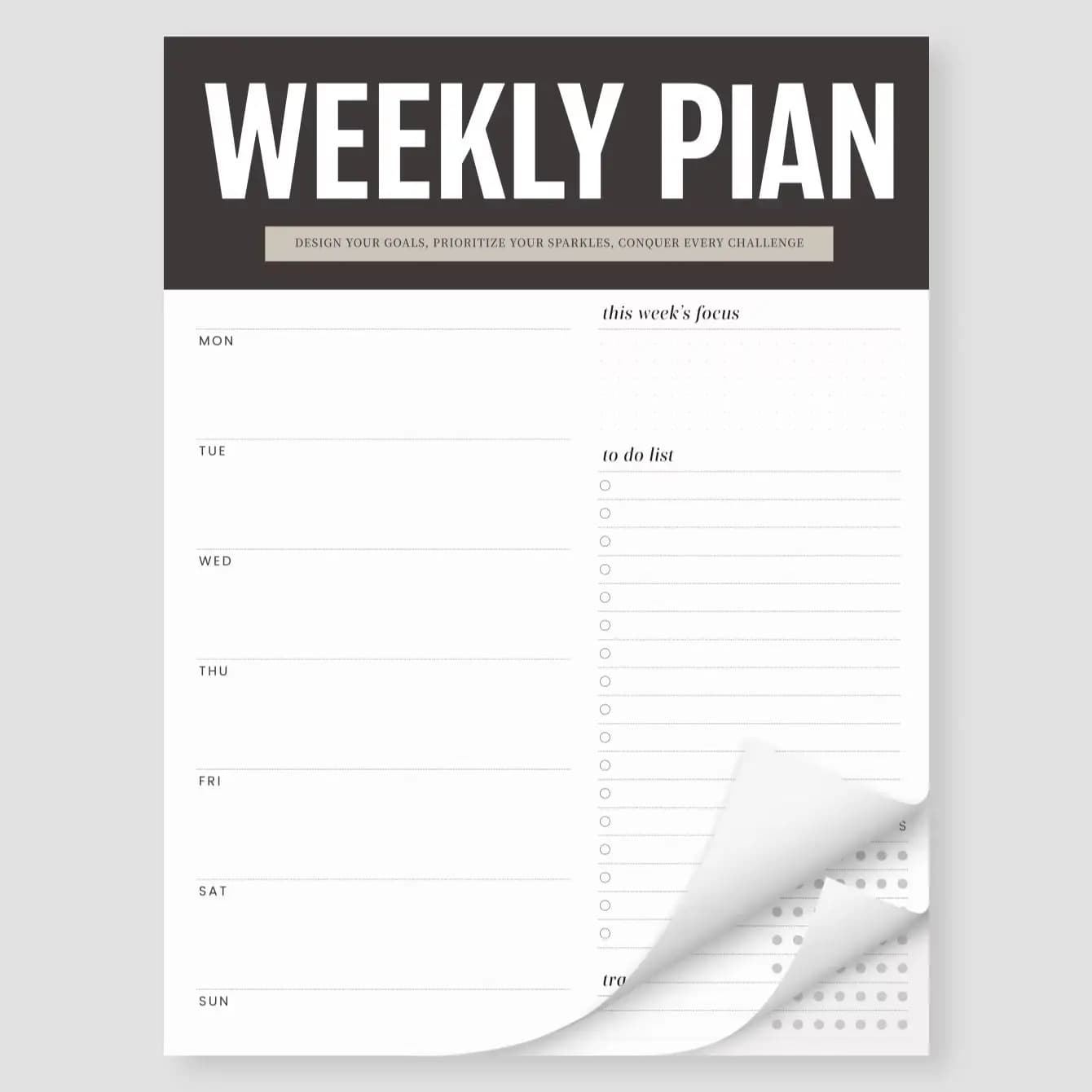 Weekly Planner Notepad, Undated A4 Desk Pad with to Do List & Habit Tracker for Home Office School