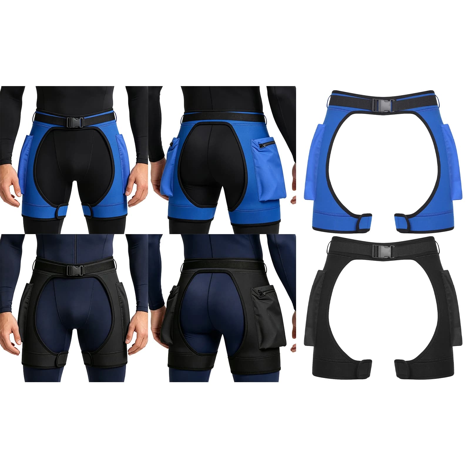 Adults Unisex Wetsuit Short Pants Zipper Large Pockets Adjustable Hook-loop Fastener Scuba Diving Stretch Shorts with Waist Belt