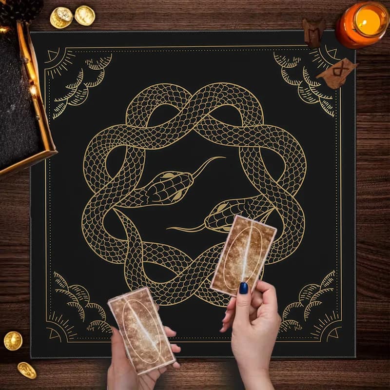 Tappetino da Tavolo VIKAMA Double Snake Tailed per Tarocchi, Altare Magico, Buwica, Cerimonia di Insegnamento, Divinazione, Meditazione