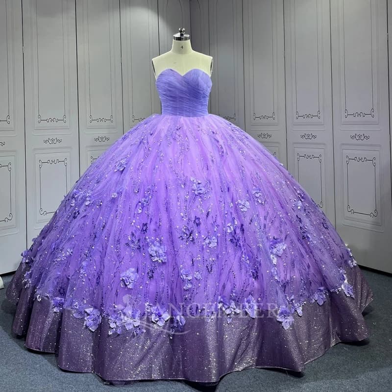 Lavanda lucida principessa al largo della spalla dolce 16 abito abiti Quinceanera applique fiore perline tull festa di compleanno abiti