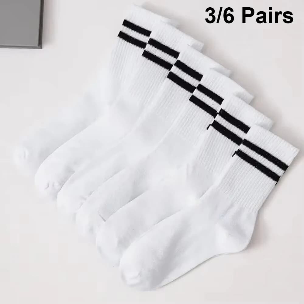 3/6 pairs of women's socks with medium tube plain autumn winter breathable comfortable sports absorbent sweat socks men and women's socks