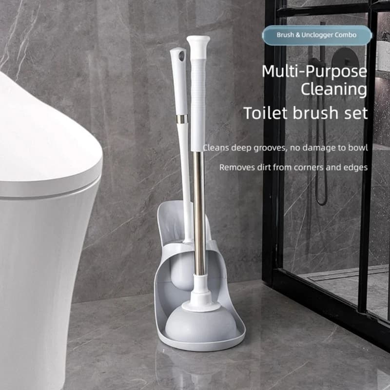 Toilet Brush and Plunger, Bathroom Cleaning with Storage Base for Daily Toilet Care in Household Bathrooms and Apartment M4YD