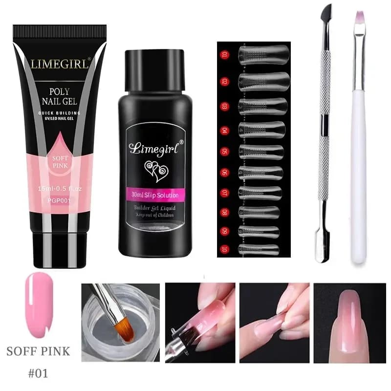 LIMEGIRL 15ml Set gel per estensione unghie Kit per unghie con stampo per estensione rapida Set gel per strumenti per manicure Set semipermanente Vernis