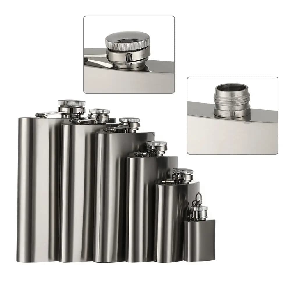 High Quality Stainless Steel Hip Flask Leakproof Container Liquor Flask Portable Convenient Whisky Flagon Outdoor Water Bottles