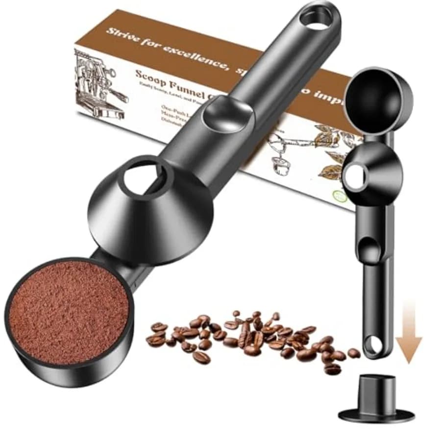 Coffee Scoop with Funnel for Ground Coffee, Protein Powder and Tea, for Reusable K Cup Refiller, 2TBSP Mess-Free, Funnel Design