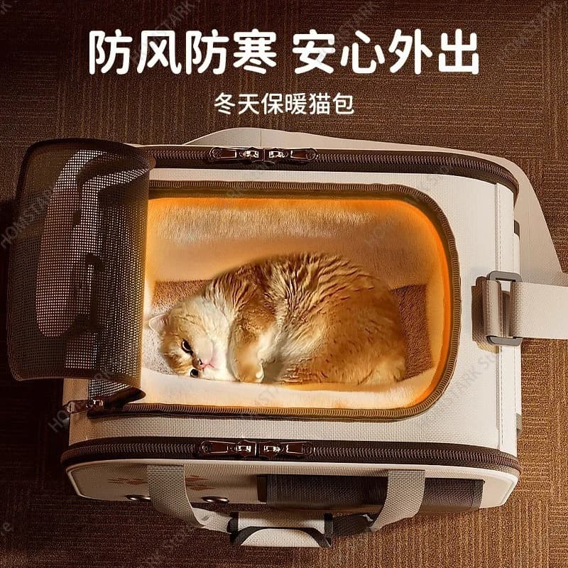 Winter Warm Pet Shoulder Carrier Bag Portable Anti‑Stress Pouch For Cat Outdoor Trip Bathing Use Accessory