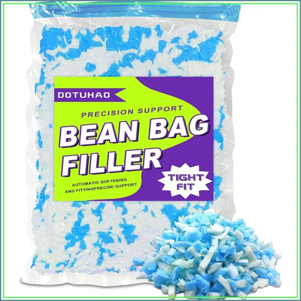 Shredded Memory Foam Bean Bag Filler, Blue & White, 1 LB Refill for Pillows, Dog Beds, Dolls