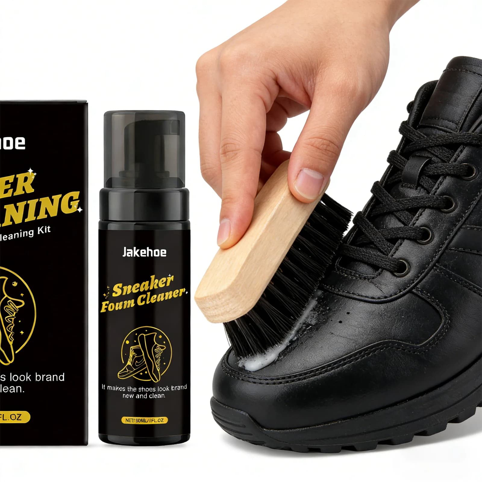 Kit Professionale per la Pulizia delle Scarpe, Soluzione Delicata per Rimuovere le Macchie dalle Sneaker, Set per la Cura delle Scarpe con Spazzola, Sicuro per Diversi Materiali, 30ml