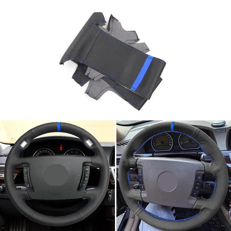 Per BMW Serie 7 E65 E66 Passo lungo Berlina 2001-2008 Rivestimento interno del volante in pelle traforata cucito a mano