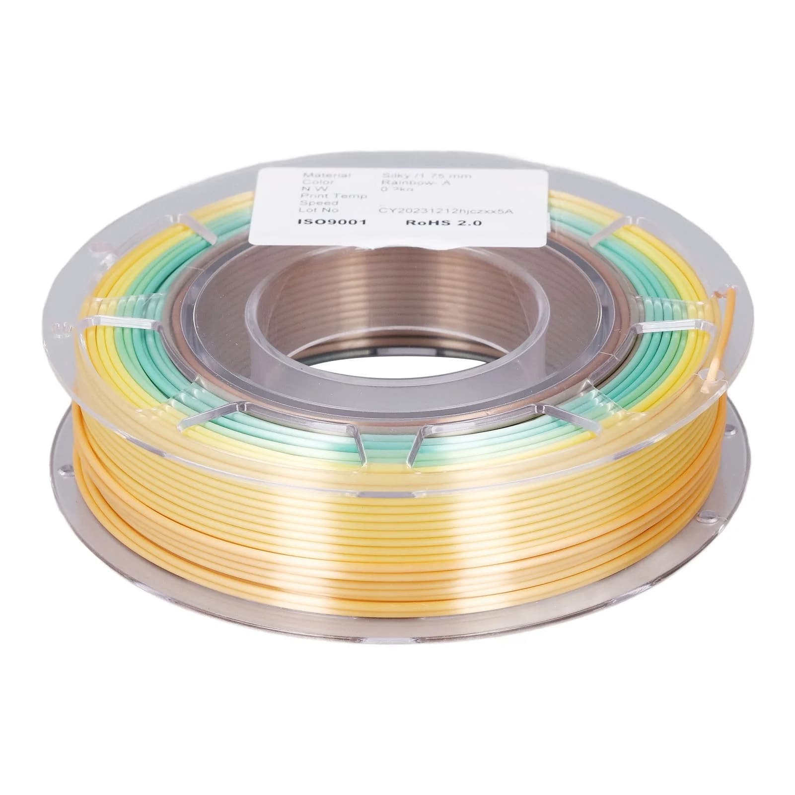 Filamento PLA per Stampante 3D 1.75mm, Bobina da 200g, Consumabile per Stampa, Effetto Seta Lucido, Cambio Rapido del Colore, Multicolore