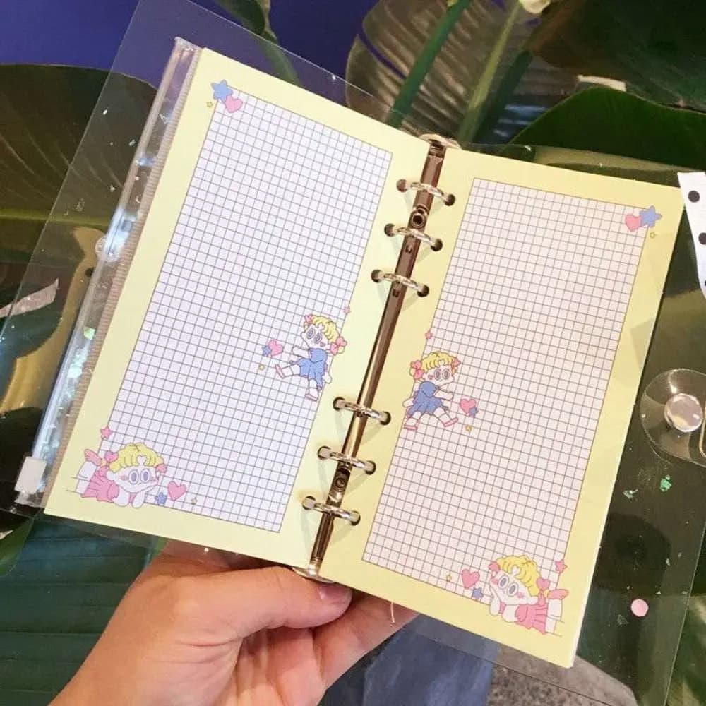 Kawaii A6 Loose Leaf Paper Refill 80 Sheets 6 Holes Notebook Paper Agenda Daily Planner Notebook Refill Friend Gifts