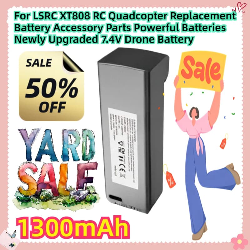 Per LSRC XT808 RC Quadcopter Batteria di ricambio Parti accessorie Batterie potenti Recentemente aggiornata 7.4V 1300mAh Drone Batteria