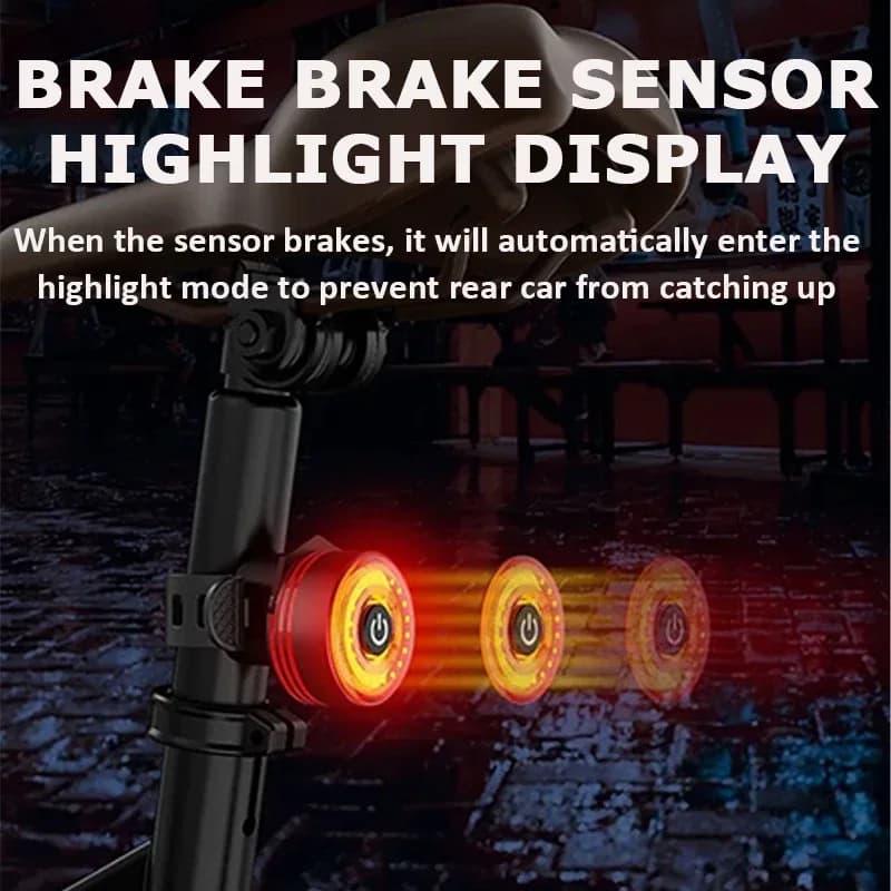 Luce posteriore per bici Lega di alluminio Fanale posteriore per bicicletta di base/sensibile Tipo-C Lampada ricaricabile per ciclismo su strada MTB IPX5 Impermeabile