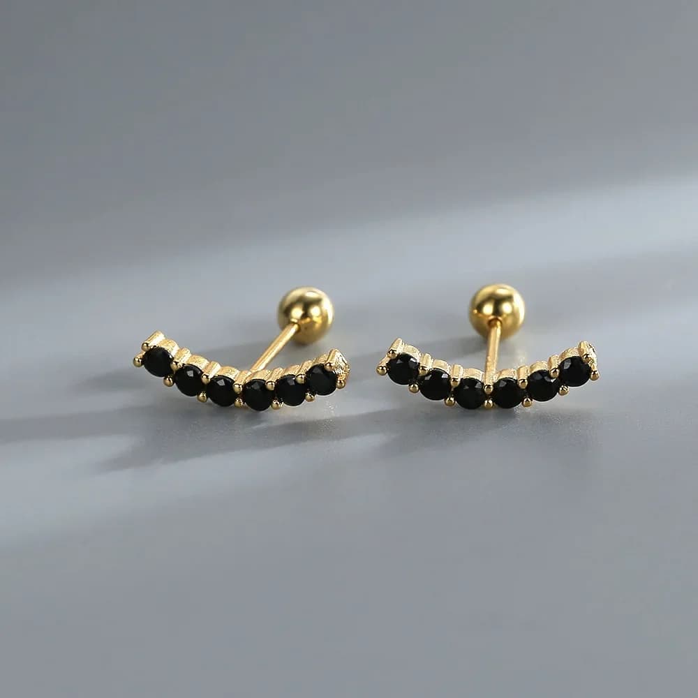 Orecchini a bottone con zirconi geometrici Radian in bianco e nero per donna Accessori in cristallo per gioielli minimalisti