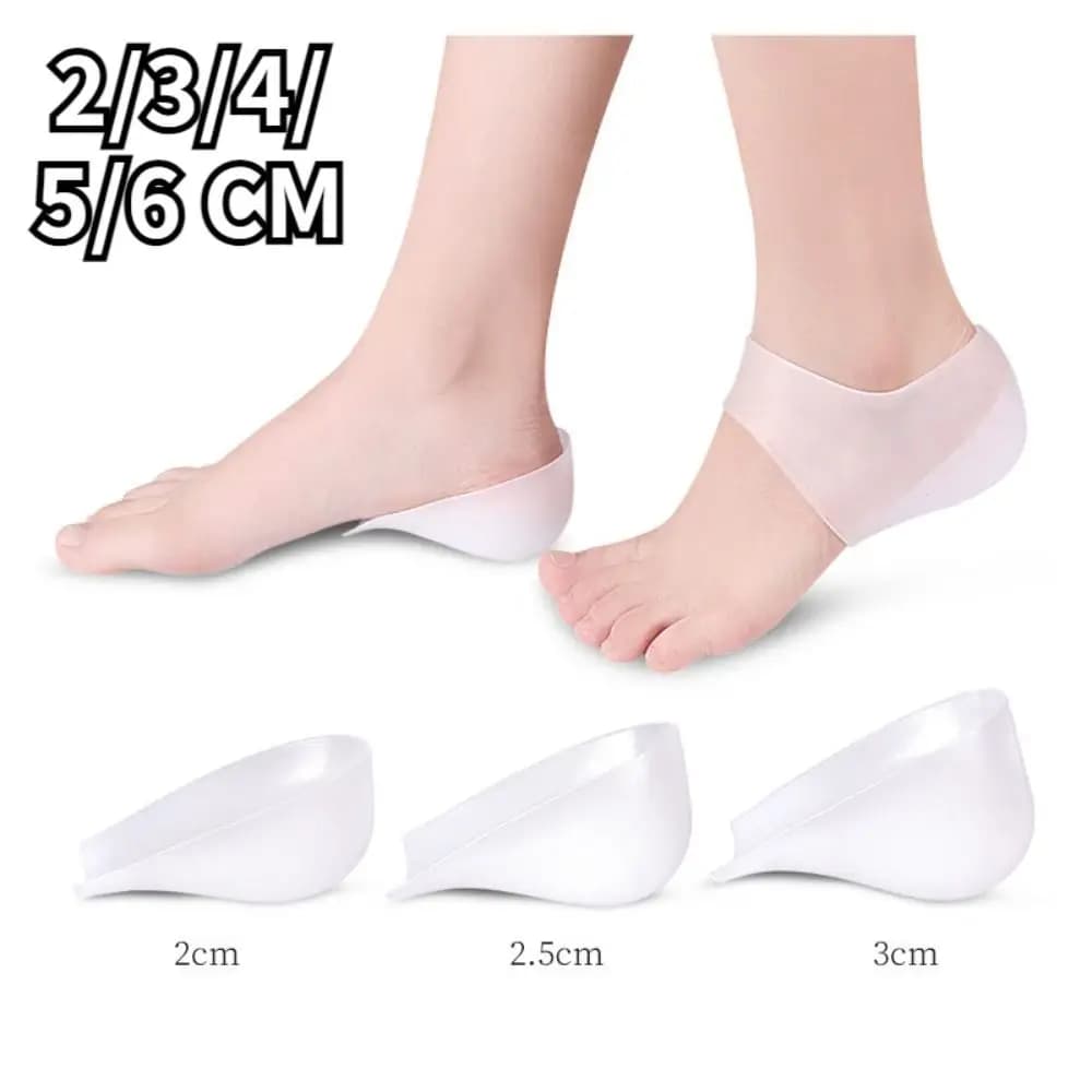 1 paio 2-6 cm solette per fascite plantare suola di scarpa invisibile altezza maggiorata soletta calzini con tallone in silicone per donna uomo solette