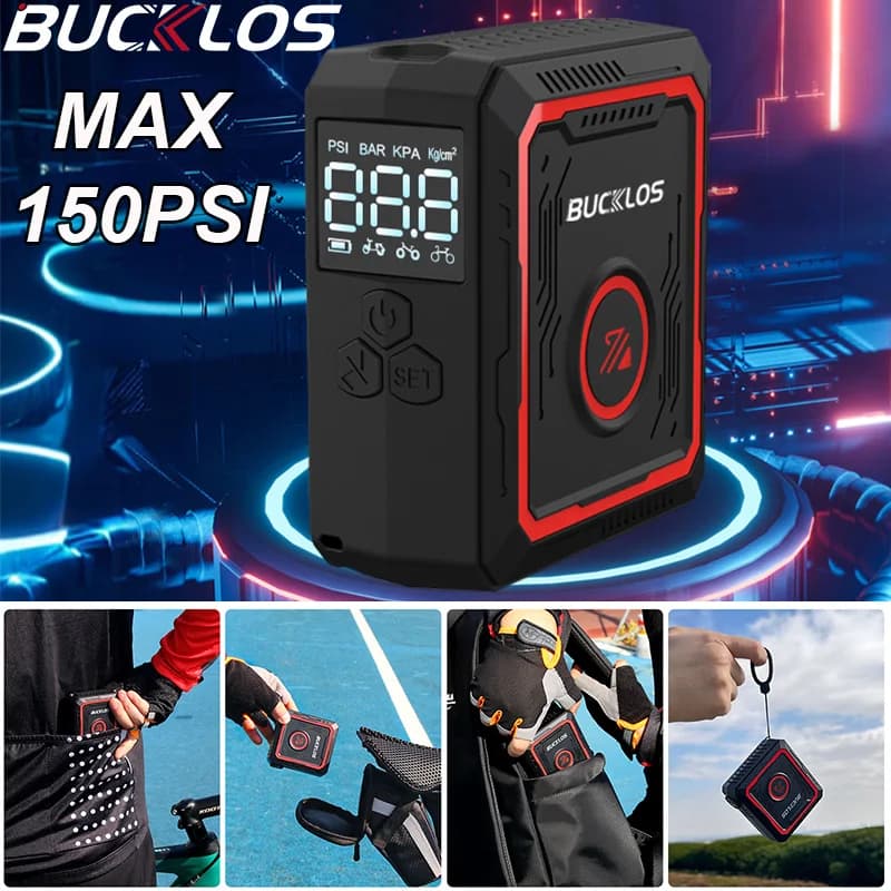 BUCKLOS 3-150PSI Pompa di Aria per Bicicletta Elettrica Portatile Mini Mountain Road Bike Pompa Ciclismo Gonfiatore per Pneumatici Strumenti di Riparazione Biciclette