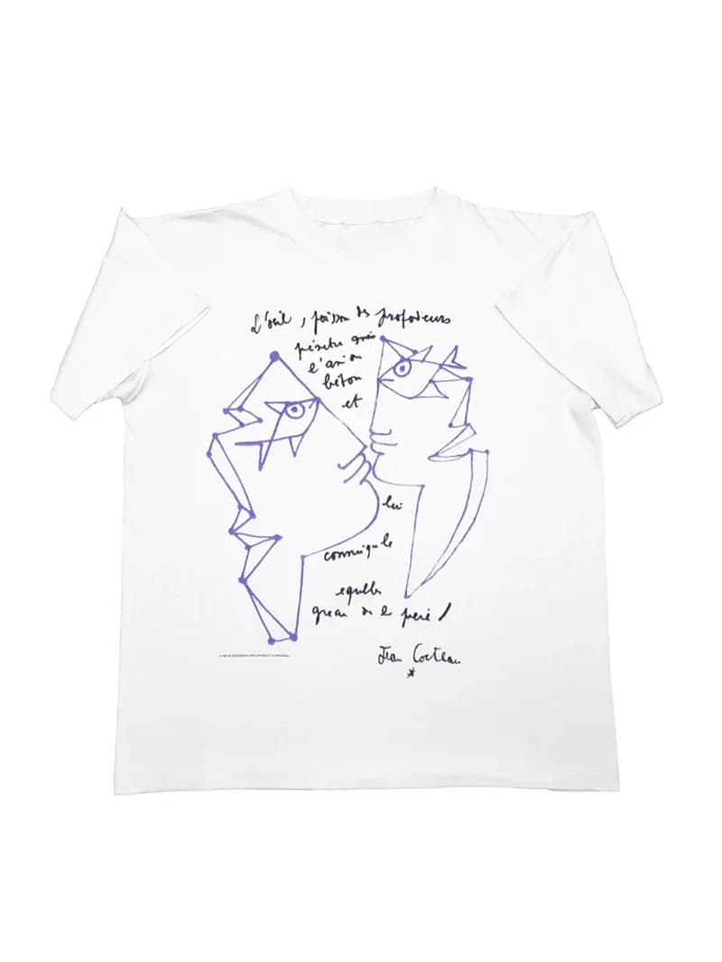 T-shirt casual a maniche corte con stampa diretta Jean Cocteau Writer, motivo a linee semplici, in cotone traspirante e assorbente, unisex