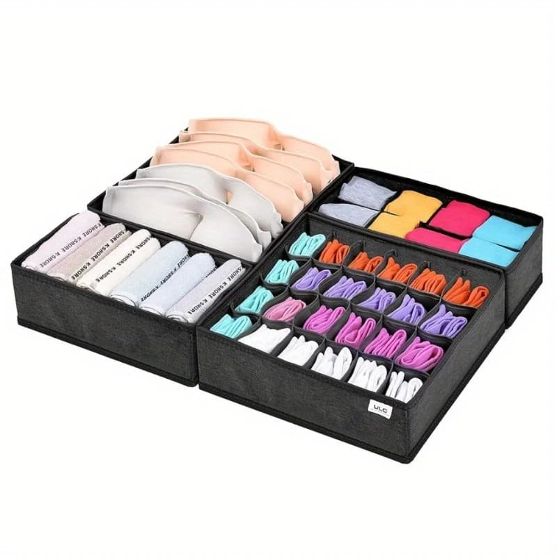 1pc Socks Underwear Drawer Organizer Divider, ULG Washable Dresser Drawer Organizer Foldable Oxford Fabric Closet Organizers