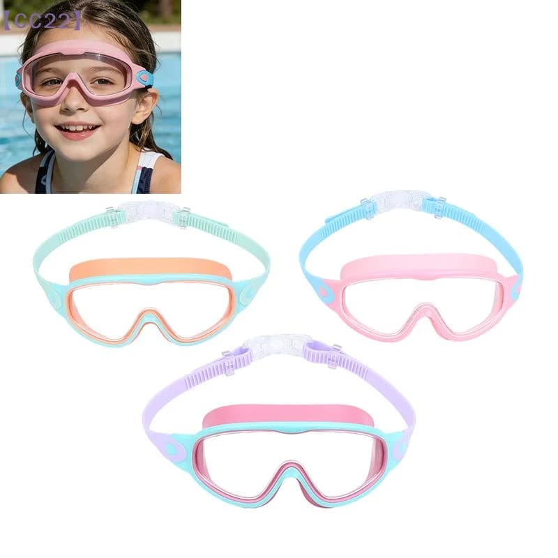 【CC22】Waterproof Swim Goggles With Nose Clip And Earplug Anti Fog Swimming Glasses With Adjustable Strap For Kids Wide View{C}