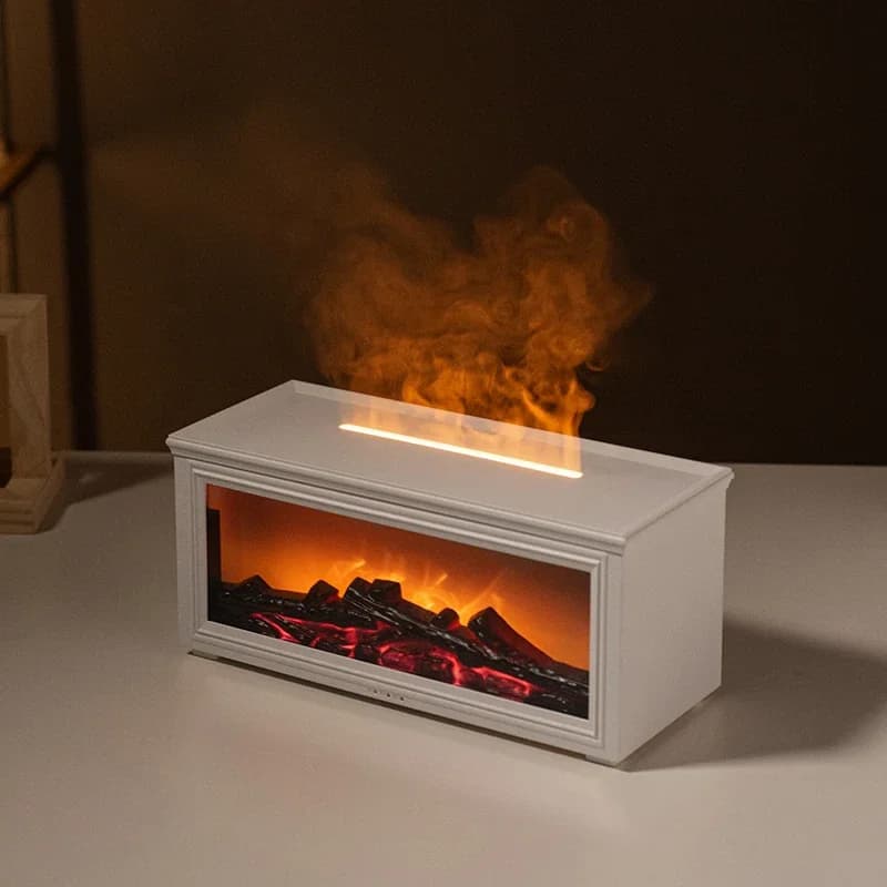 Diffusore di Oli Essenziali a 7 Colori con Effetto Fiamma, Mini Umidificatore Aromaterapico con 7 Luci LED per Relax Domestico