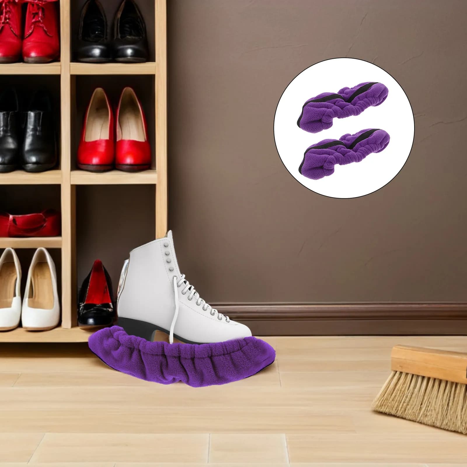 2 Pezzi Coprilama per Pattini da Ghiaccio, Protezione Elastica Estensibile, Accessori per Pattinaggio Artistico e Hockey Giovanile, Viola 9.6x5.5 Pollici