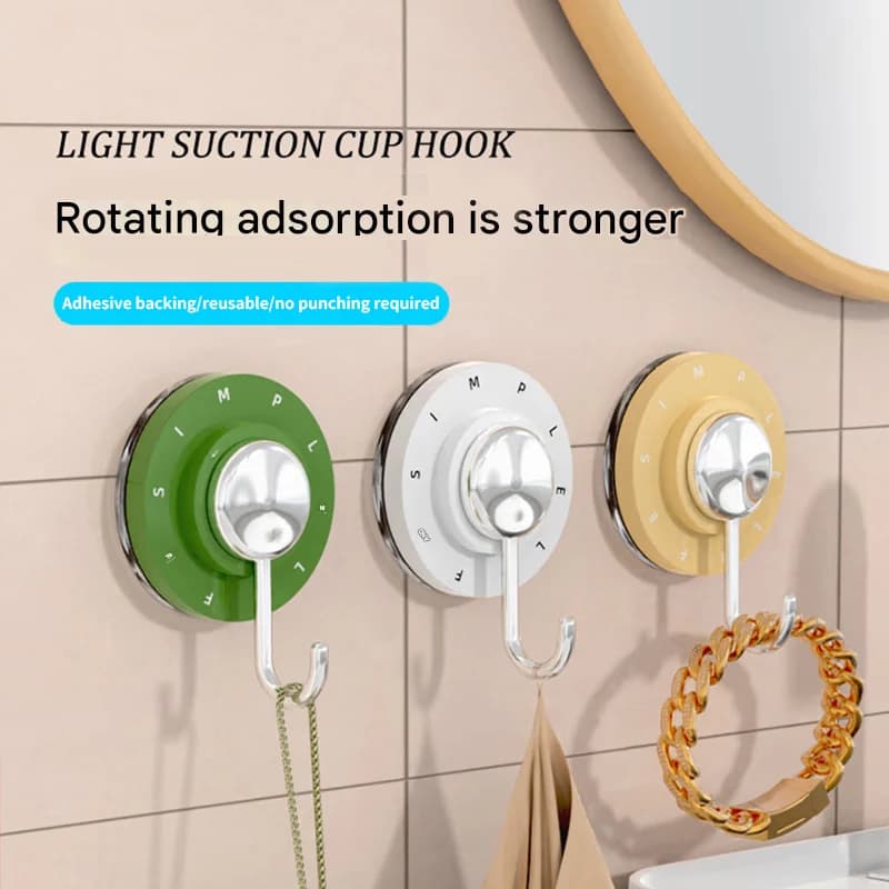 Ventosa girevole Gancio per bagno Markless Punch-Free Montaggio a parete per carichi pesanti Bagno Cucina e mobili